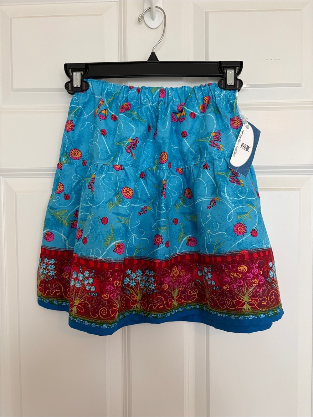 Girl’s Blue and Pink Whimsical Tiered Skirt